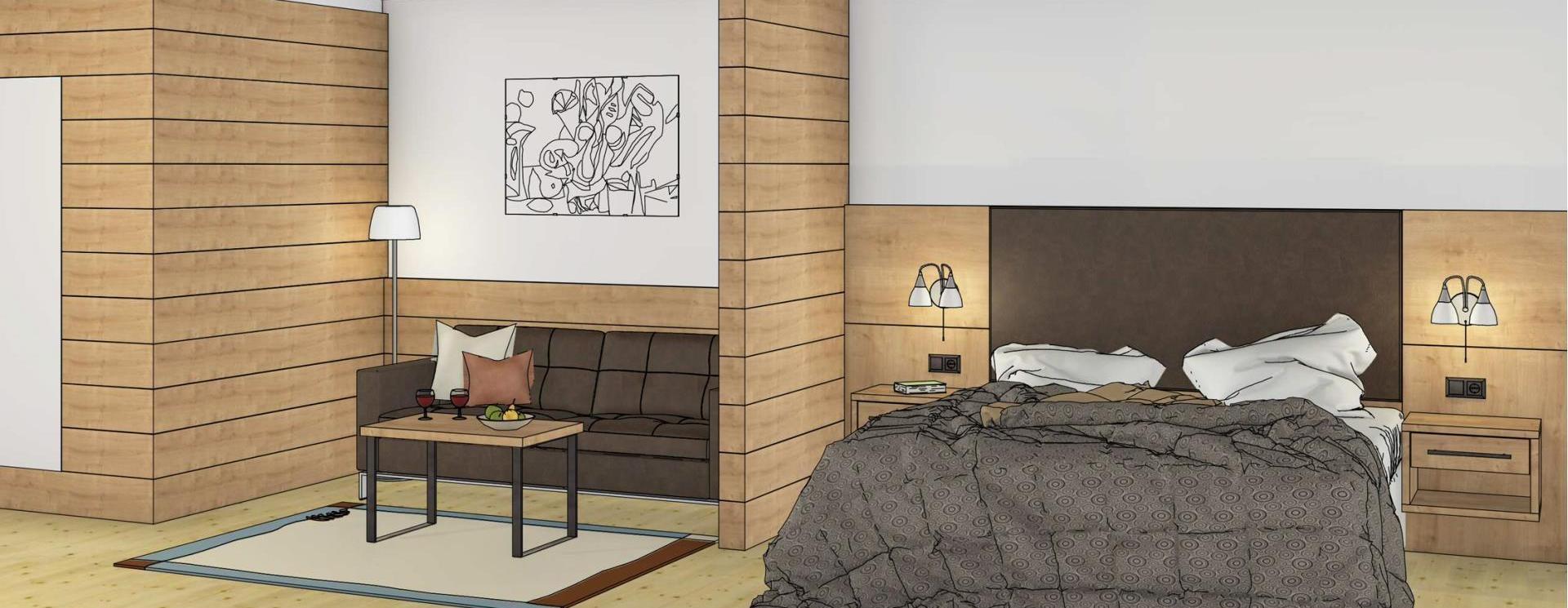 Drawing of the Standard Double Room