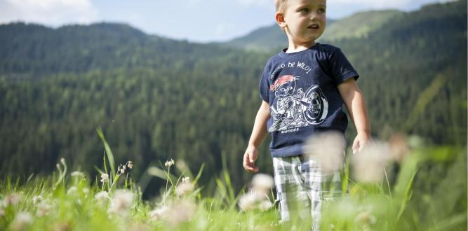 Bambino piccolo sul prato